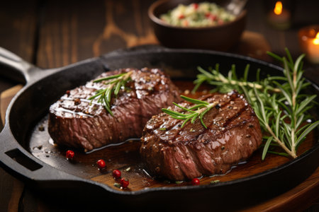 High resolution image of succulent ribeye steak slices, capturing flavorful tenderness.の素材