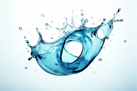 Vibrant and mesmerizing pure blue water splash isolated on a pristine white backgroundの素材