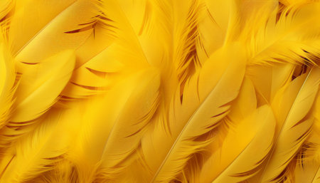Detailed digital art of yellow feathers texture background with magnificent bird feathersの素材