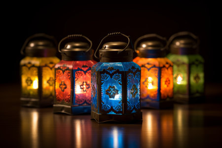 Vibrant Ramadan Lanterns. Intricate Designs, Joyful Glow and Anticipation for the Month Aheadの素材