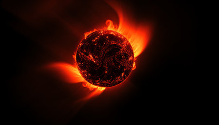 Captivating view of a breathtaking solar eclipse illuminating the sky in all its celestial gloryの素材