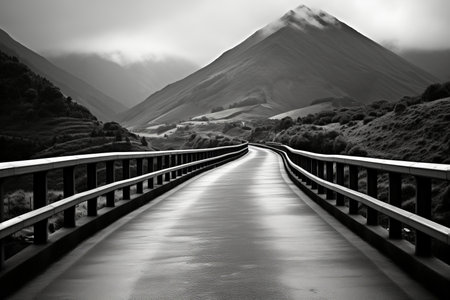 Unending and winding road stretching towards the vast and timeless expanse of eternityの素材