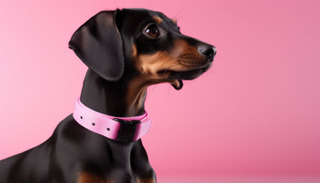 Captivating studio shot of an irresistibly cute dog posing on an isolated solid color backgroundの素材