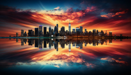 Vibrant and captivating blurred night cityscape serving as a mesmerizing background for designの素材