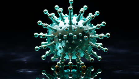 Flu covid 19 virus cell on coronavirus covid 19 outbreak influenza background illustrationの素材