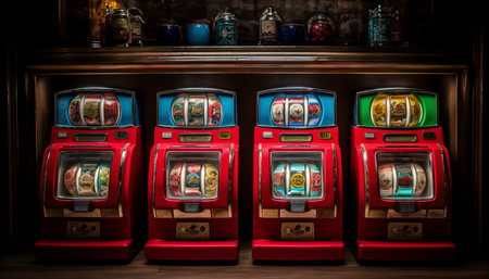 Rolling drums of an exciting and visually captivating slot machine game with enticing rewardsの素材