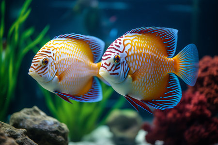 Tropical fish and coral reef in underwater aquarium for snorkeling and diving experiencesの素材