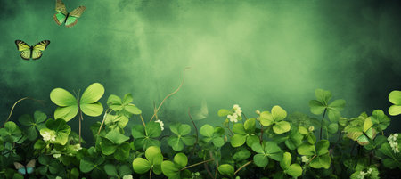 vibrant stPatricks day background with green color tones and space for text placementの素材