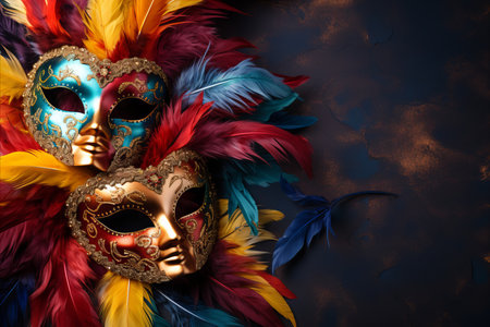 Vibrant brazilian carnival background with colorful attributes and blank space for text placementの素材