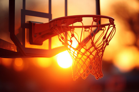 Skillful basketball player making a flawless shot as the ball gracefully glides through the hoopの素材