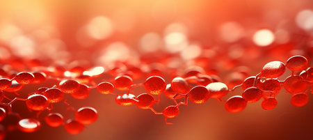 Close up view of blood cells   abstract background with copy space for text placementの素材