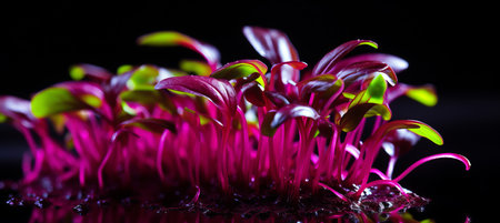Captivating macro shot of vibrant microgreens, showcasing delicate nature and nutrient rich appealの素材