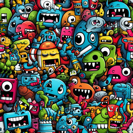 Psychedelic seamless pattern background with vibrant colors for a mesmerizing visual experienceの素材