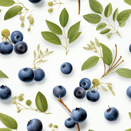 Fresh and juicy ripe blueberries in high quality   isolated on white background   stock photoの素材