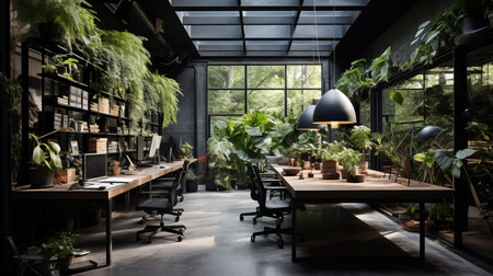 Inspiring workspaces with modern design, fostering creativity and productivity in well lit areas.の素材