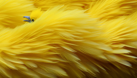 Intricate digital art of yellow feather texture background, showcasing large bird feathersの素材