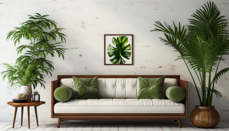 Modern minimalist interior with armchair on concrete wall background   mockup 3d renderの素材