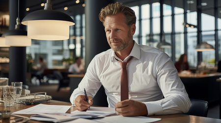 Experienced office accountant skillfully managing financial calculations and analysisの素材