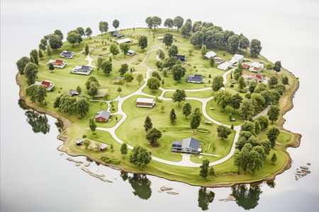 Intricate landscape design plan on paper with vibrant colors and meticulous detailingの素材