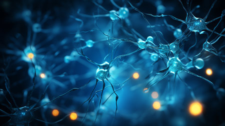 Abstract background with intricately interconnected neuron cells in a futuristic conceptの素材