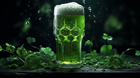 StPatrick s day party  enjoying the festivities with a refreshing glass of green beerの素材