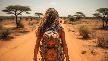 Vibrant summer trip a delightful traveler embracing joy, freedom, and the beauty of the momentの素材