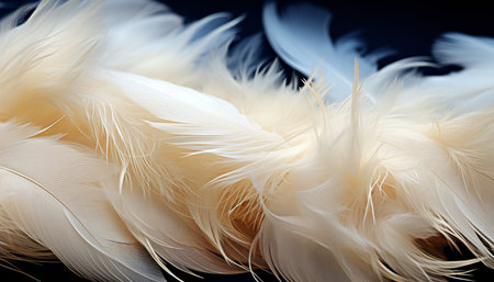 Closeup of detailed white feathers digital art texture background with large bird feathersの素材