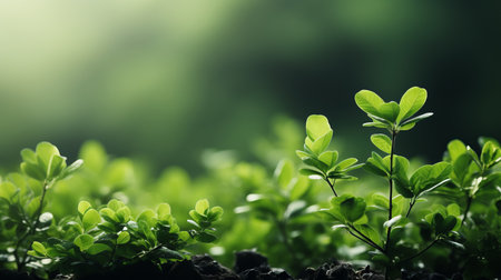 Minimalistic colorful blurred spring background with green tones for product placementの素材