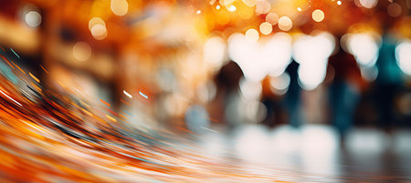 Blurred seaside carnival with vibrant rides, perfect for advertising amusement park productsの素材