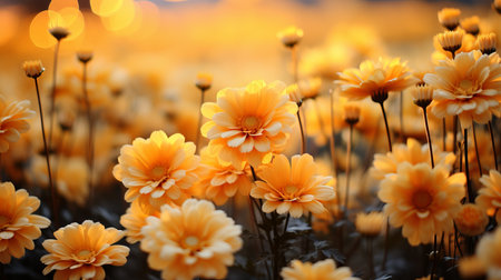 Mesmerizing sunflower dreams  vibrant bokeh with contrasting colors and narrative effectの素材