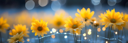 Vibrant bokeh background with contrasting sunflower colors, creating a mesmerizing narrative effectの素材
