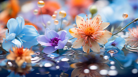 Romantic summer affair  mesmerizing bokeh of blurred and defocused wildflowers in full bloomの素材