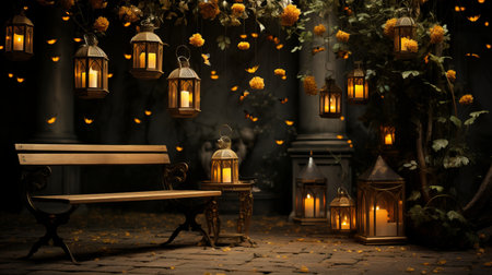 Enchanted forest clearing with fireflies, fairies, and woodland creatures celebrating at midnightの素材