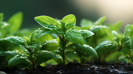 Eco friendly blurred green leaves bokeh background with text space   ecology and environment conceptの素材