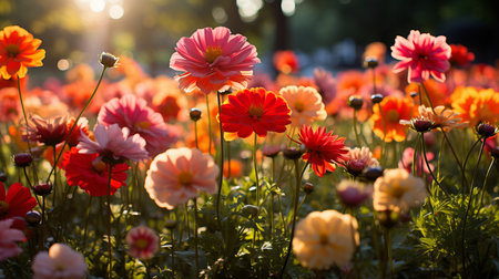 Enchanting summer romance  a captivating affair amidst blooming wildflowers and dreamy bokeh blurの素材