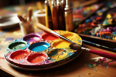 Colorful abstract background with oil color therapy mix for creativity and relaxationの素材
