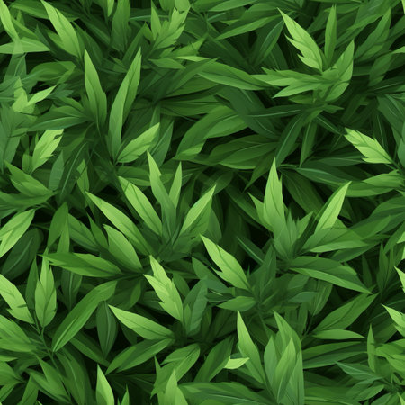 Seamless top view pattern of lush green grass for versatile design and decorative purposesの素材