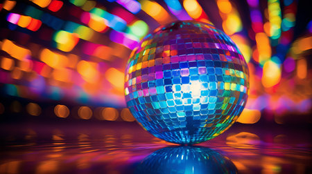 Dazzling disco ball bokeh  close up with mesmerizing lights reflecting for a captivating effectの素材