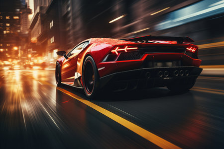 Blurred bokeh effect blending with bustling car traffic scenes in urban automotive landscapesの素材