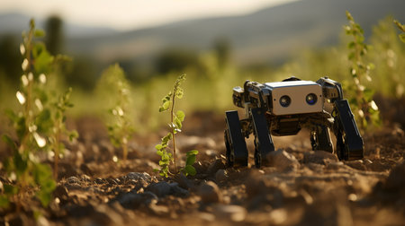 Robotic technology revolutionizing agriculture  automated farming solutions in actionの素材