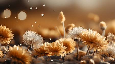 Minimalistic colorful spring blurred background in vibrant yellow tones for product placementの素材