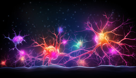 Detailed illustration of human brain and neuron cells with intricate anatomy and structureの素材