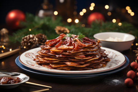 Chinese new year nian gao rice cakes with slice cut out, sticky texture and cultural significanceの素材