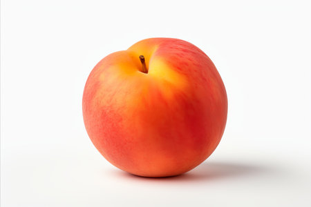 Vibrant and delicious peach isolated on white background for advertising and promotionsの素材