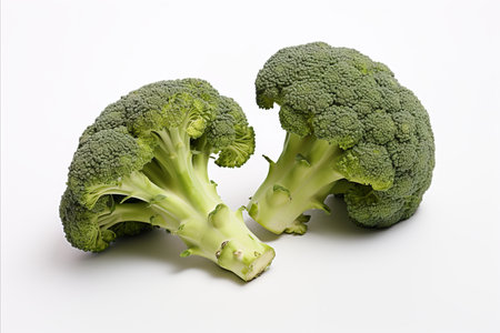 Fresh and vibrant broccoli on a white background for stunning advertisements and packaging designsの素材