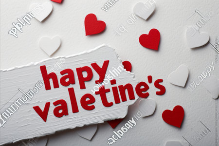 Valentine s day card design with  happy valentine s day  text and hearts on white backgroundの素材