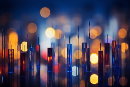 Vibrant abstract bokeh background with futuristic technology elements in bright colorsの素材