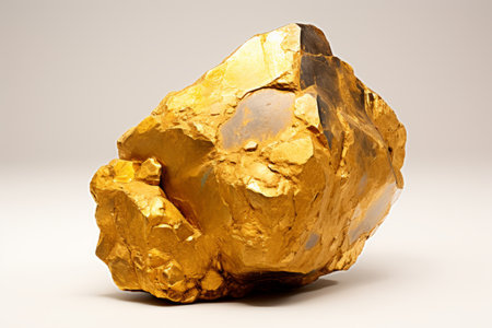 Shiny gold nugget on white background   precious mineral isolated for jewelry or investmentの素材