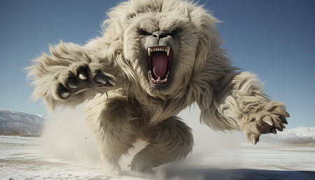 Chinese new year lion dancer in mid leap, capturing the energetic and graceful performanceの素材