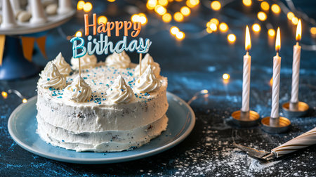 Simple birthday card design with magical background, bokeh, and sparkles    happy birthdayの素材